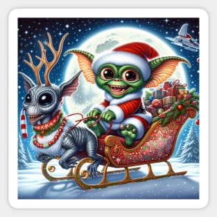 Christmas Gremlin and Alien Sticker